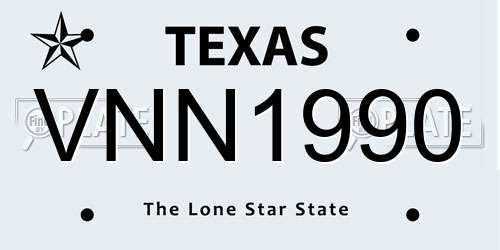 VNN1990 Texas License Plate