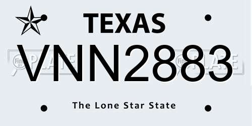 VNN2883 Texas License Plate