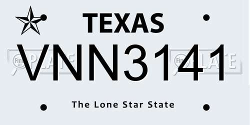 VNN3141 Texas License Plate