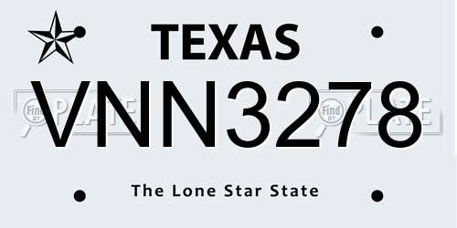 VNN3278 Texas License Plate