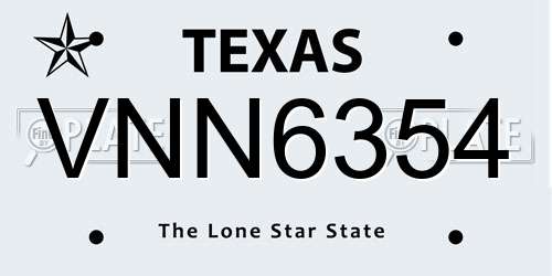 VNN6354 Texas License Plate