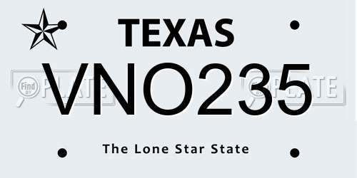 VNO235 Texas License Plate