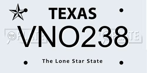 VNO238 Texas License Plate