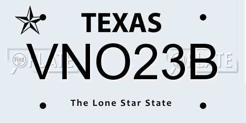 VNO23B Texas License Plate