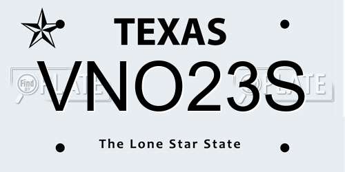 VNO23S Texas License Plate