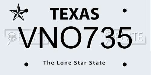 VNO735 Texas License Plate
