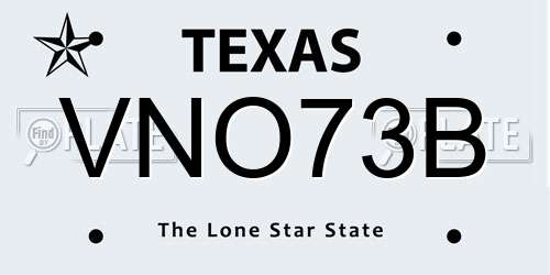 VNO73B Texas License Plate