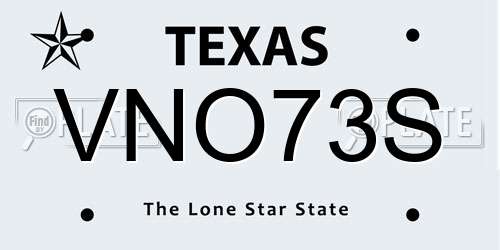 VNO73S Texas License Plate