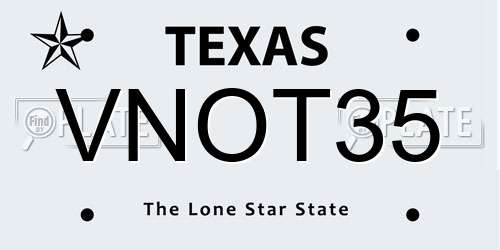 VNOT35 Texas License Plate