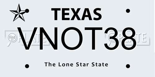 VNOT38 Texas License Plate