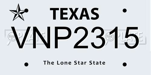 VNP2315 Texas License Plate