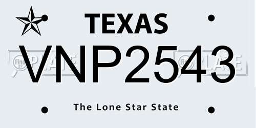 VNP2543 Texas License Plate