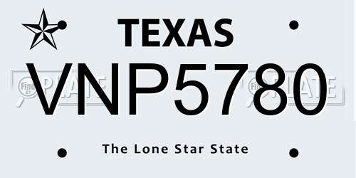 VNP5780 Texas License Plate
