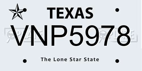 VNP5978 Texas License Plate