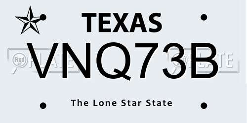 VNQ73B Texas License Plate