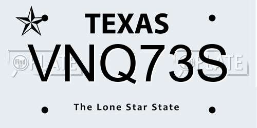 VNQ73S Texas License Plate
