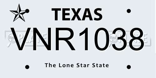 VNR1038 Texas License Plate