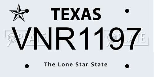 VNR1197 Texas License Plate