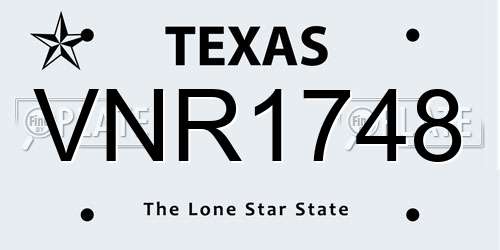 VNR1748 Texas License Plate