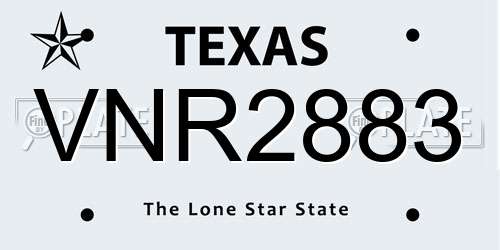VNR2883 Texas License Plate