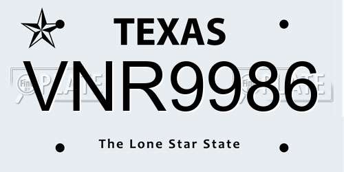 VNR9986 Texas License Plate