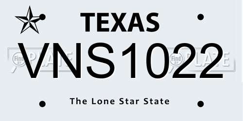 VNS1022 Texas License Plate