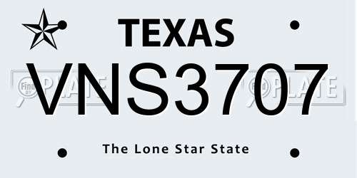 VNS3707 Texas License Plate