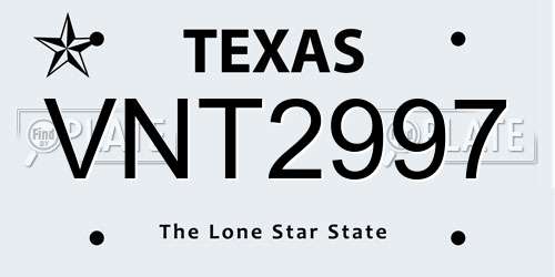 VNT2997 Texas License Plate