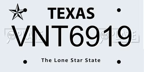 VNT6919 Texas License Plate