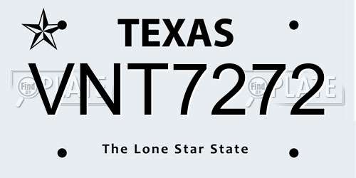 VNT7272 Texas License Plate