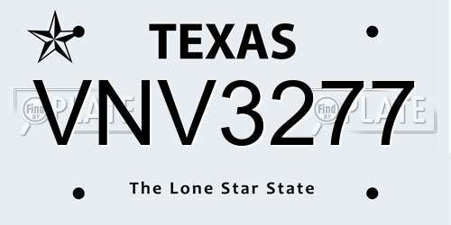 VNV3277 Texas License Plate