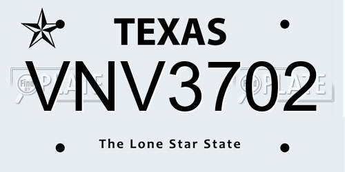 VNV3702 Texas License Plate
