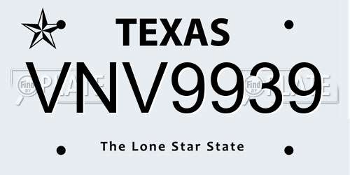 VNV9939 Texas License Plate