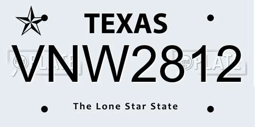 VNW2812 Texas License Plate
