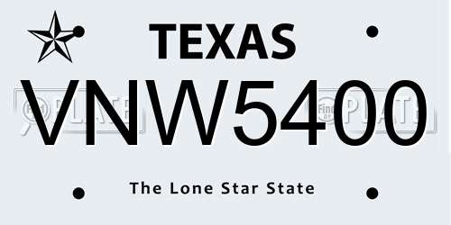 VNW5400 Texas License Plate