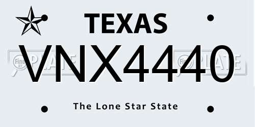 VNX4440 Texas License Plate