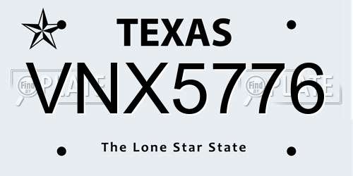 VNX5776 Texas License Plate