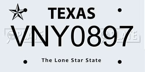 VNY0897 Texas License Plate