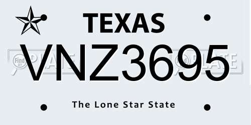 VNZ3695 Texas License Plate