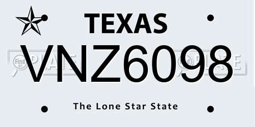 VNZ6098 Texas License Plate