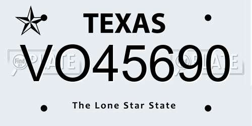 VO45690 Texas License Plate