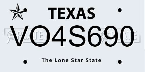 VO4S690 Texas License Plate