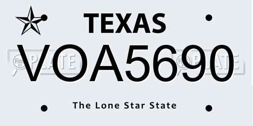 VOA5690 Texas License Plate