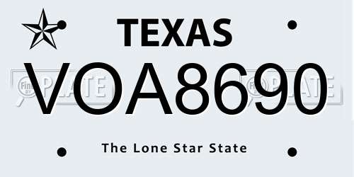 VOA8690 Texas License Plate