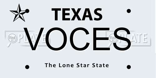 VOCES Texas License Plate