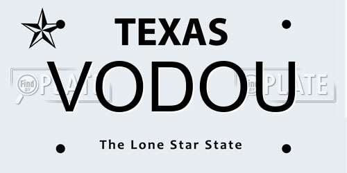 VODOU Texas License Plate