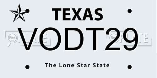 VODT29 Texas License Plate