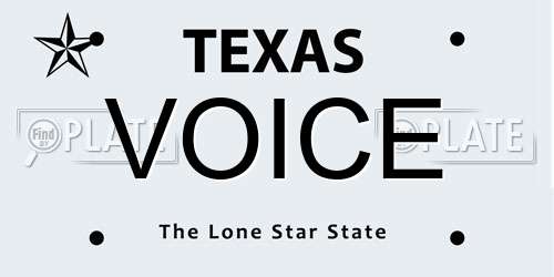 VOICE Texas License Plate