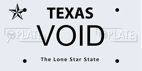 VOID Texas License Plate