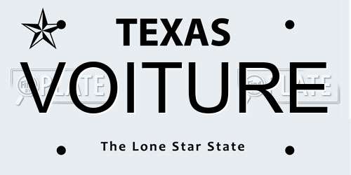 VOITURE Texas License Plate
